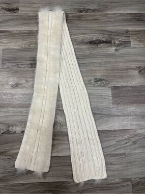 Simply Natural 100% Baby Alpaca Knit Scarf in Cream One Size